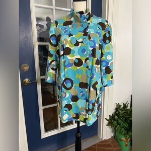Mac & Jac  pea coat turquoise floral Size Medium